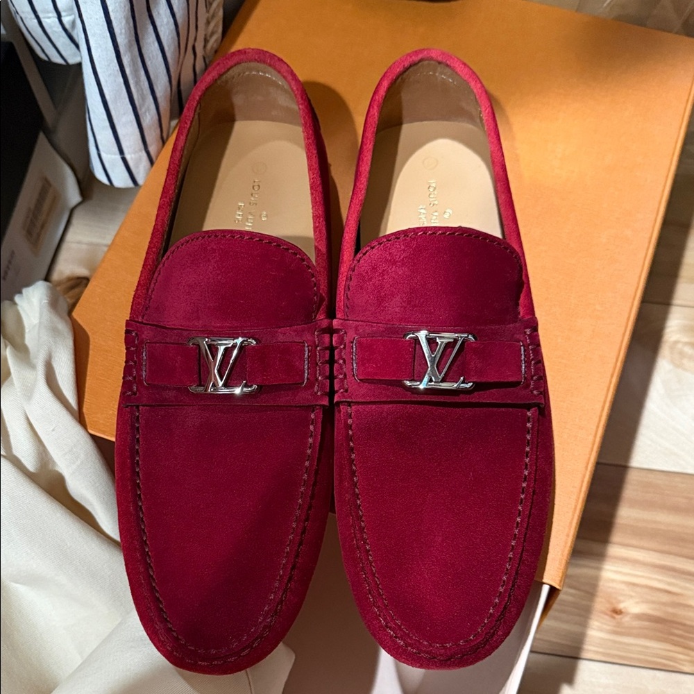 Louis Vuitton Men's Red Suede Loafers